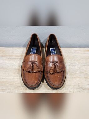 BRAGANO Men's Tassel Leather Kiltie Moc Toe Loafers (8.5M) Brown {Made In Italy}